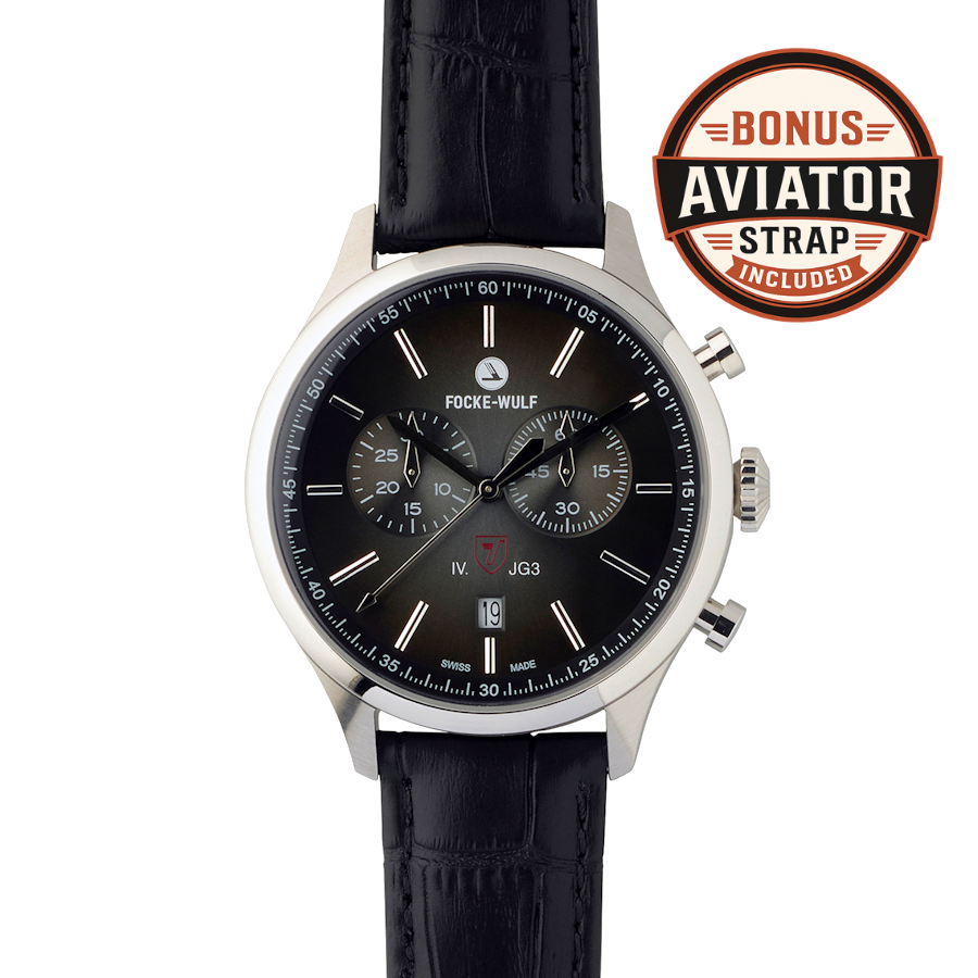 Würger Black (Interceptor) Herren-Fliegeruhr